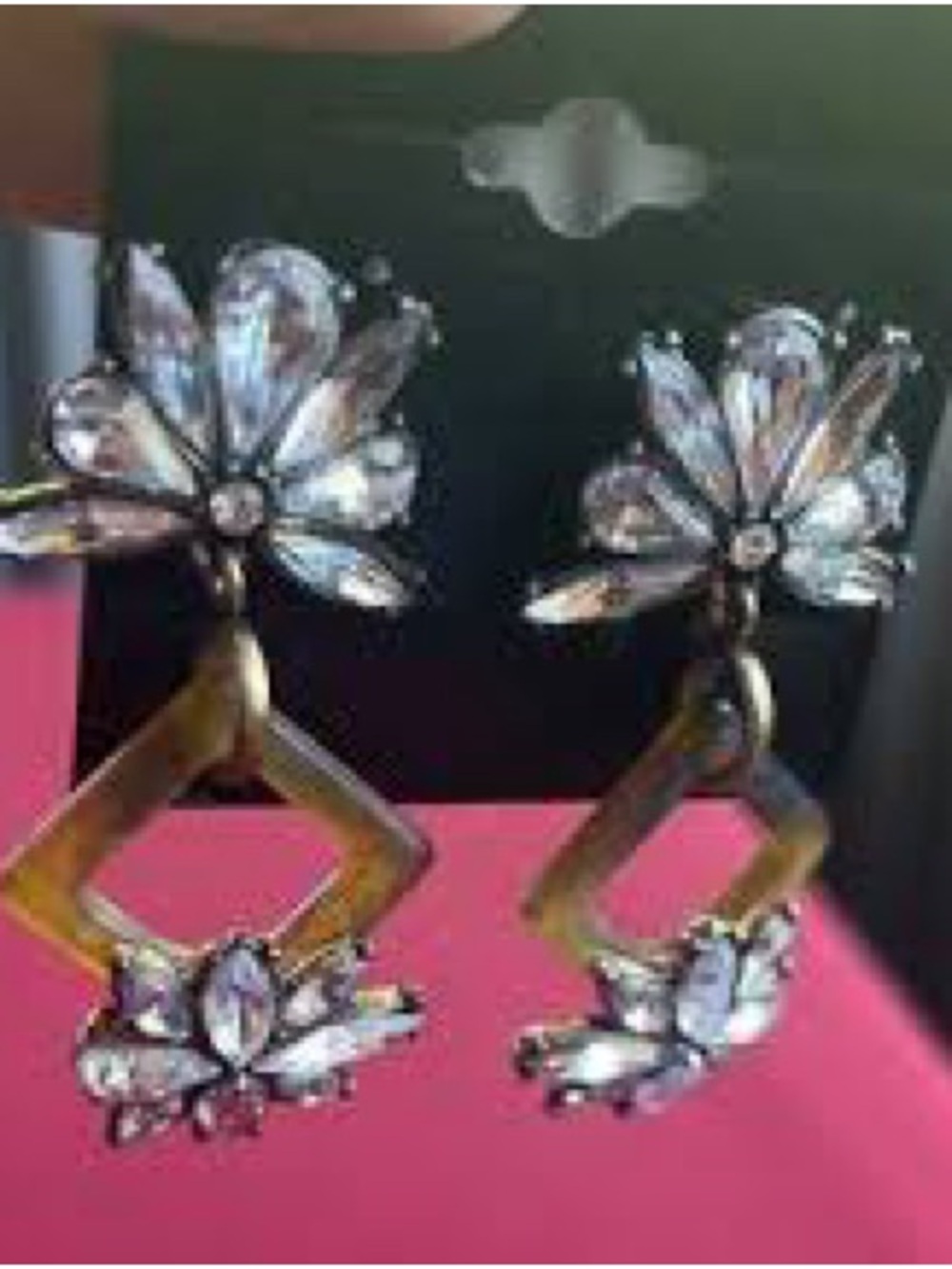 J. Crew Crystal Floral Double-Drop Earrings - Clear